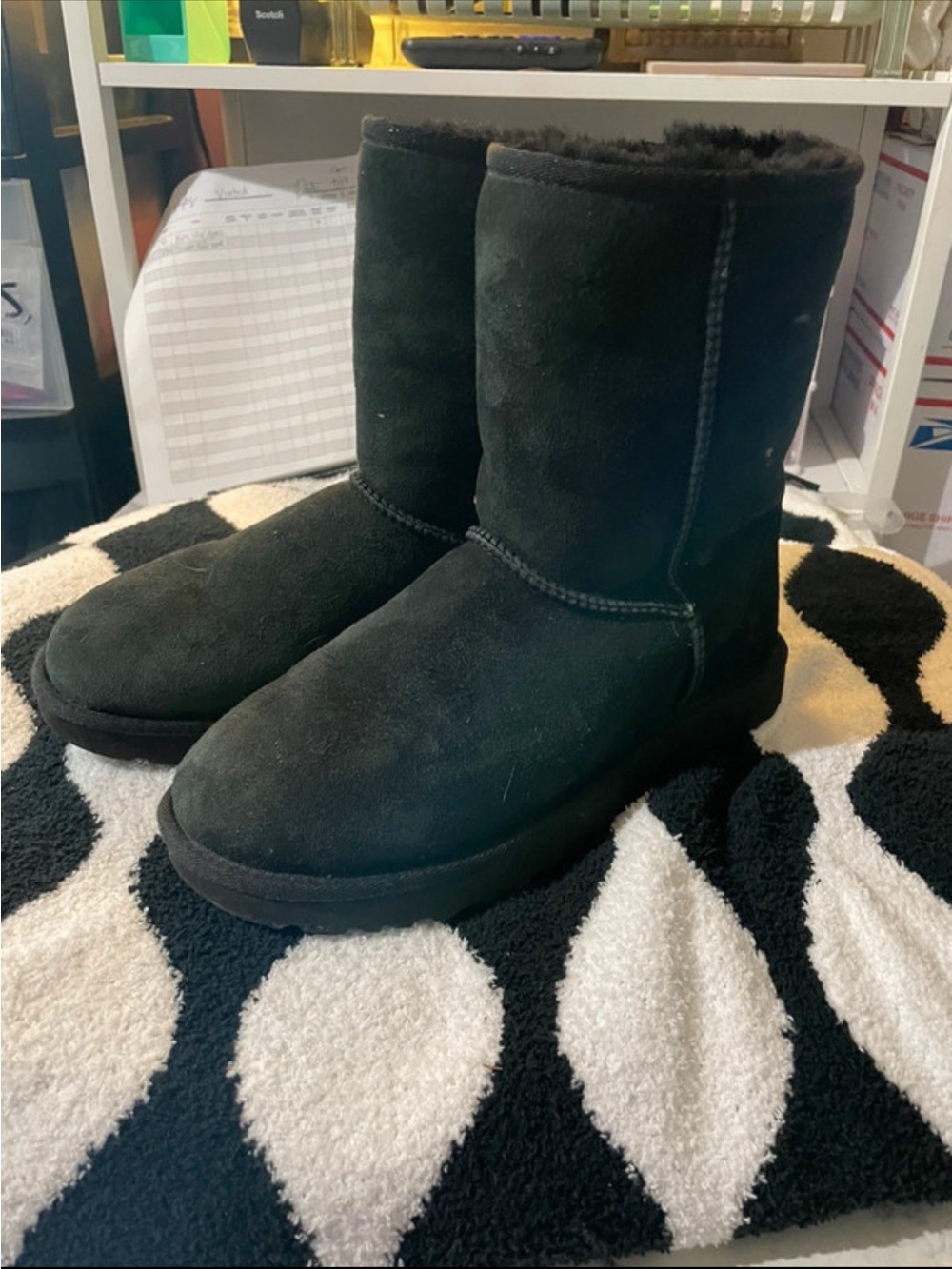 Classic UGG Women's Black Suede Shearling Mid-Calf Boot